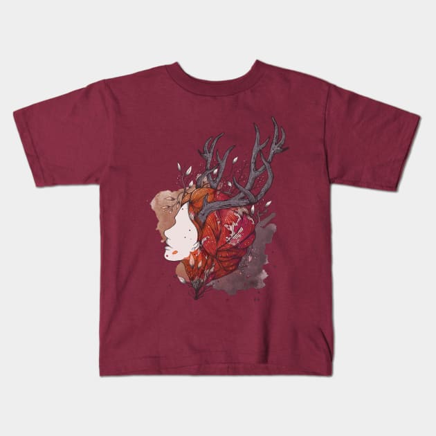 Autumn goddess Kids T-Shirt by Jess Adams